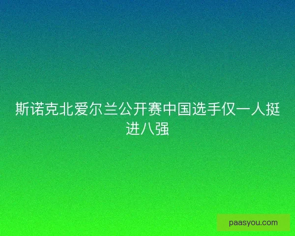斯诺克北爱尔兰公开赛中国选手仅一人挺进八强