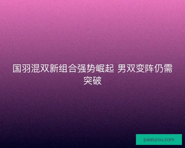 国羽混双新组合强势崛起 男双变阵仍需突破